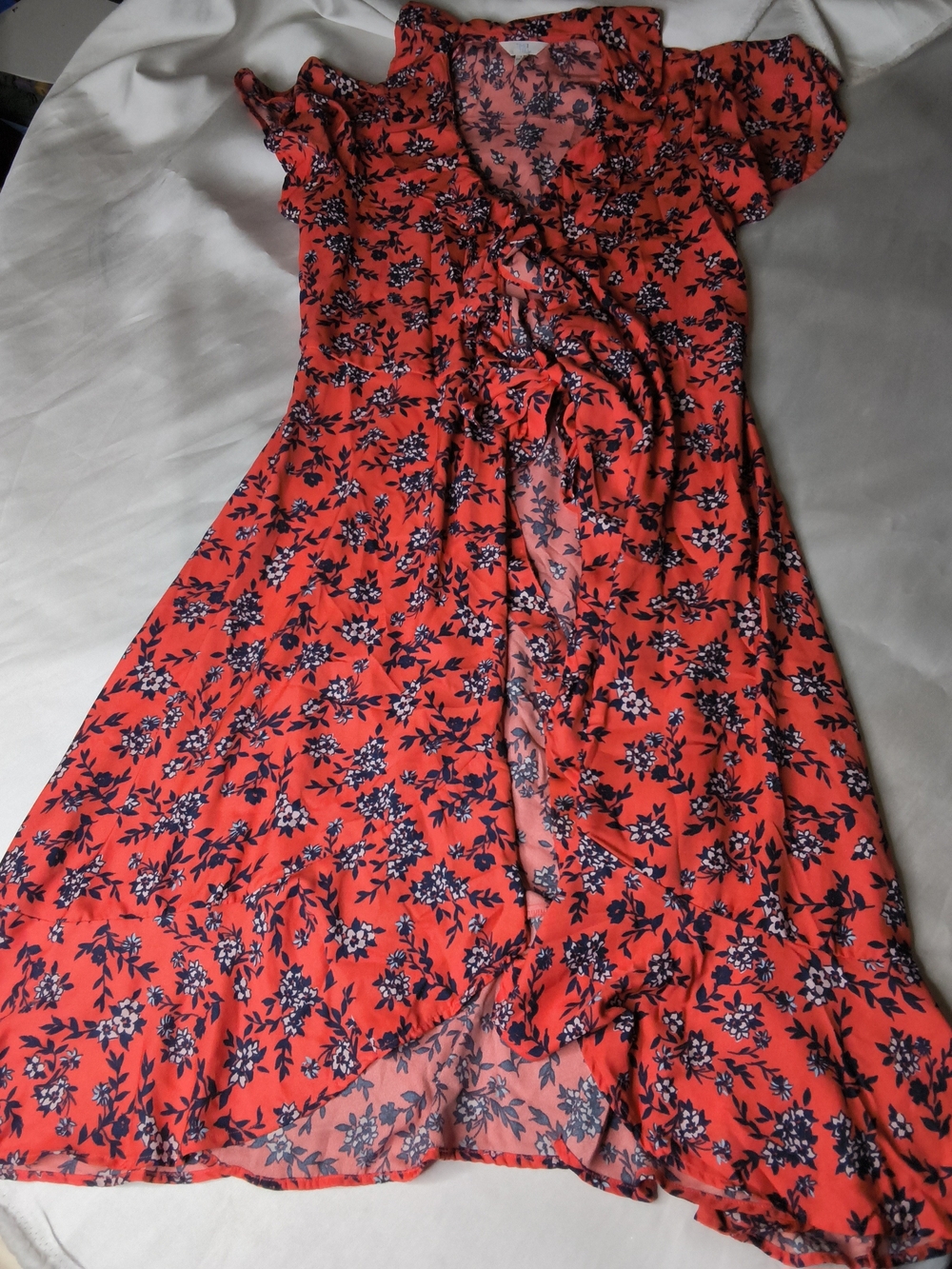 Women's Red Floral Wrap Dress